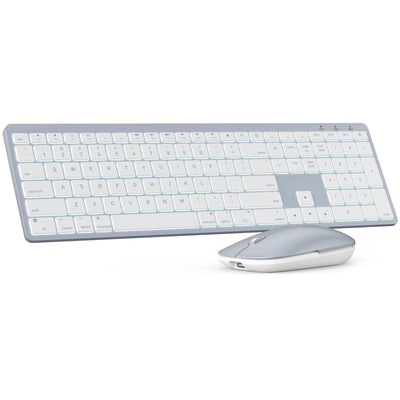 Sablute Wireless Keyboard and Mouse Combo for Mac KMA1 Pro Silver White 