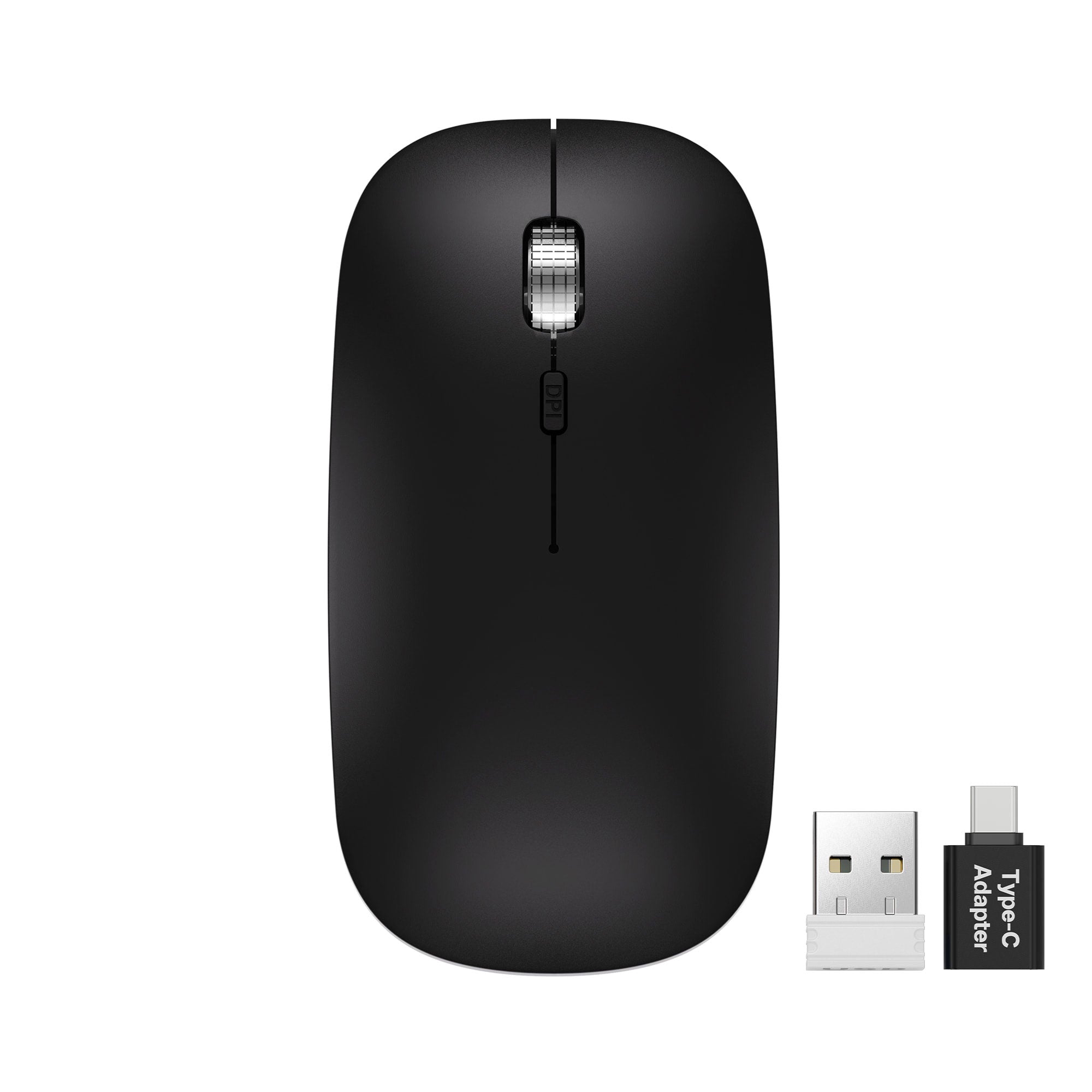 Sablute Bluetooth 2.4G wireless mouse for Mac Windows with silent clicks USB-C charging rechargeable battery seamless switching between multiple devices for work and travel CE1564 Black