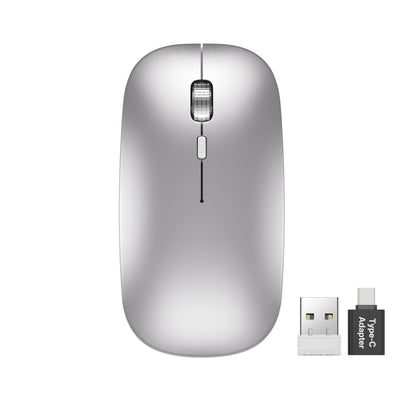 Sablute Bluetooth 2.4G wireless mouse for Mac Windows with silent clicks USB-C charging rechargeable battery seamless switching between multiple devices for work and travel CE1564 Silver