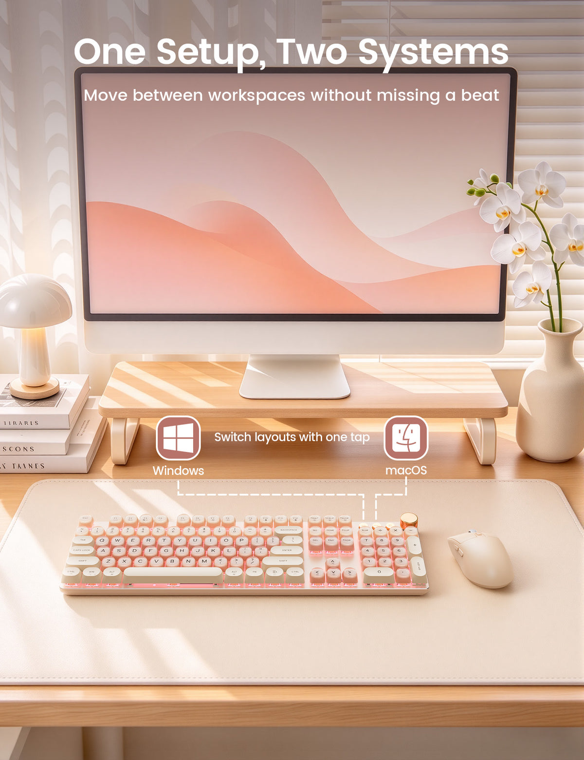 Sablute KM81 Jelly-Style Wireless Mechanical Keyboard & Mouse Combo