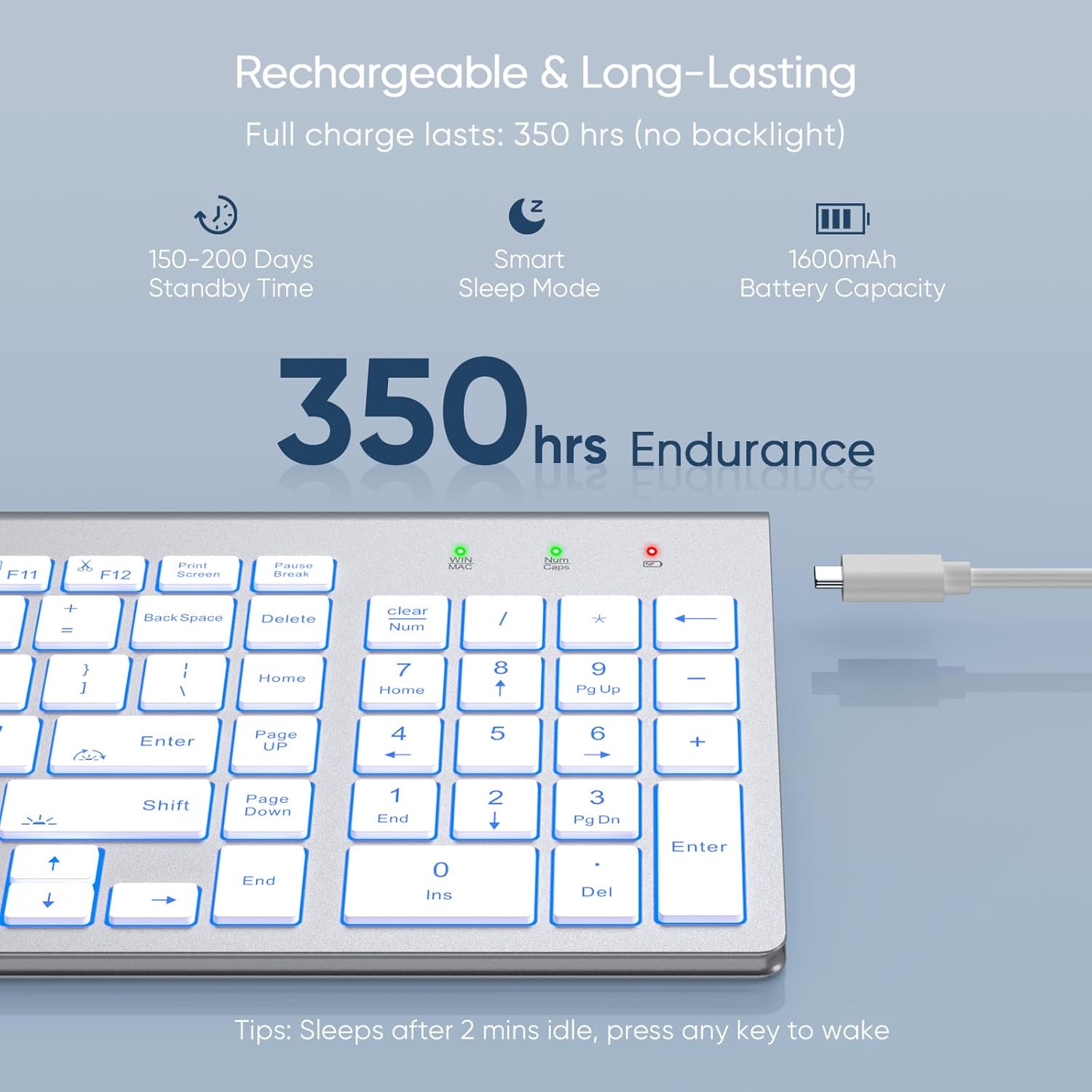 Sablute Low Profile Wireless Backlit Keyboard KN368