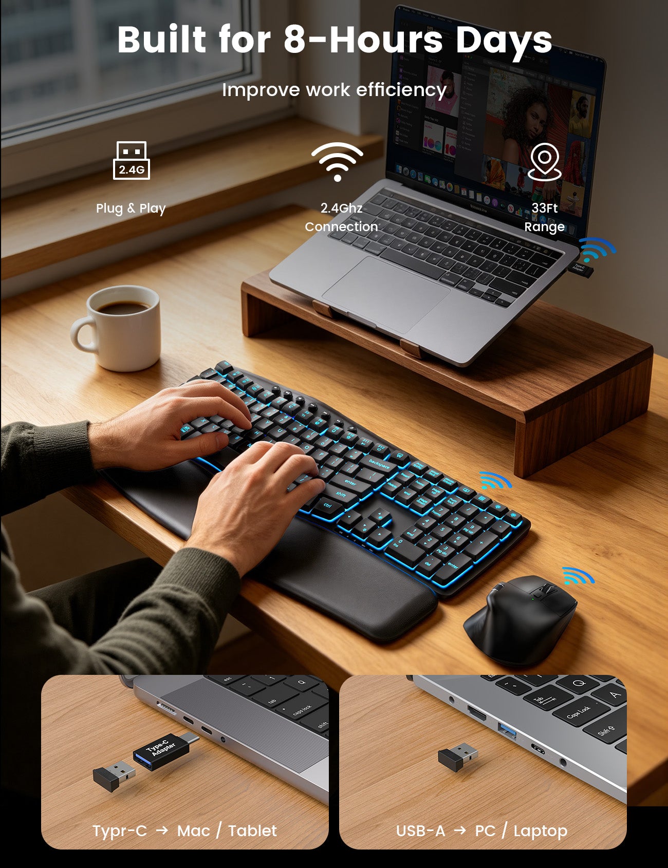 SABLUTE M41 Pro Wireless Keyboard and Mouse Combo