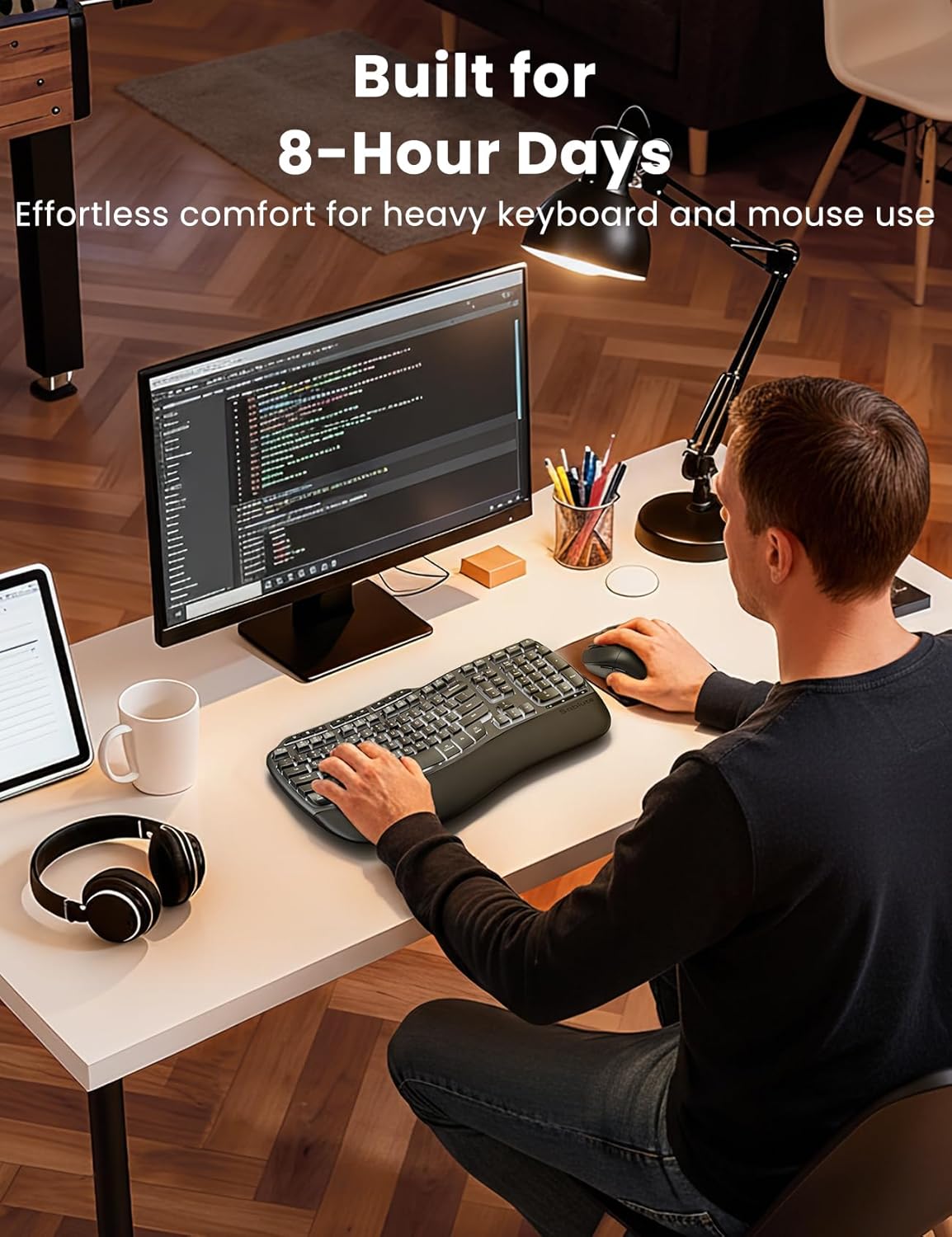 Ergonomic Wave Keys Wireless Keyboard and Mouse Combo MA31 Pro