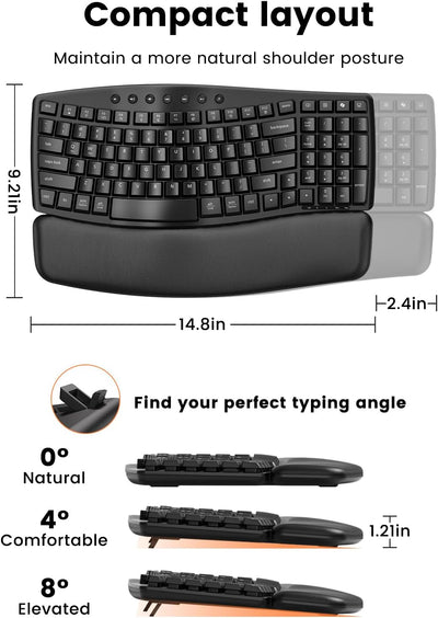 Sablute MA61 Wave Ergonomic Wireless Keyboard & Mouse Combo