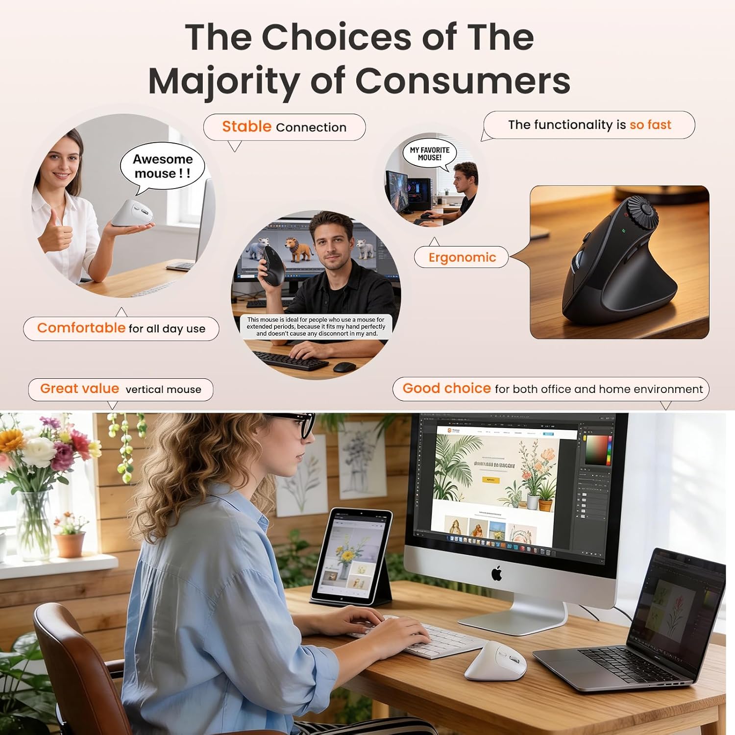 Sablute Ergonomic Vertical Wireless Mouse for S/M Hands MAM51