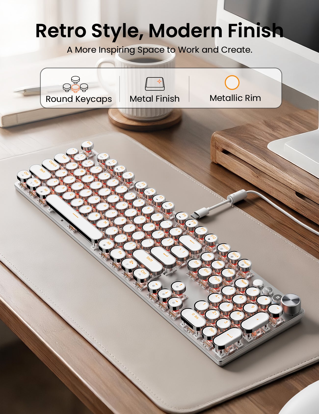 Sablute KM81 Retro Wireless Mechanical Keyboard & Mouse Combo