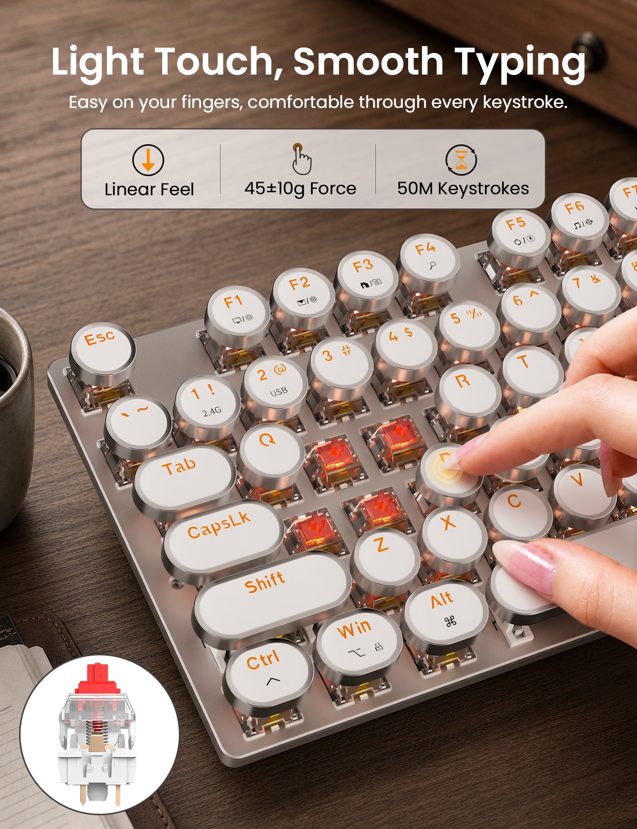 Sablute KM81 Retro Wireless Mechanical Keyboard & Mouse Combo