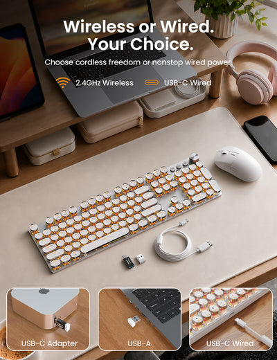 Sablute KM81 Retro Wireless Mechanical Keyboard & Mouse Combo