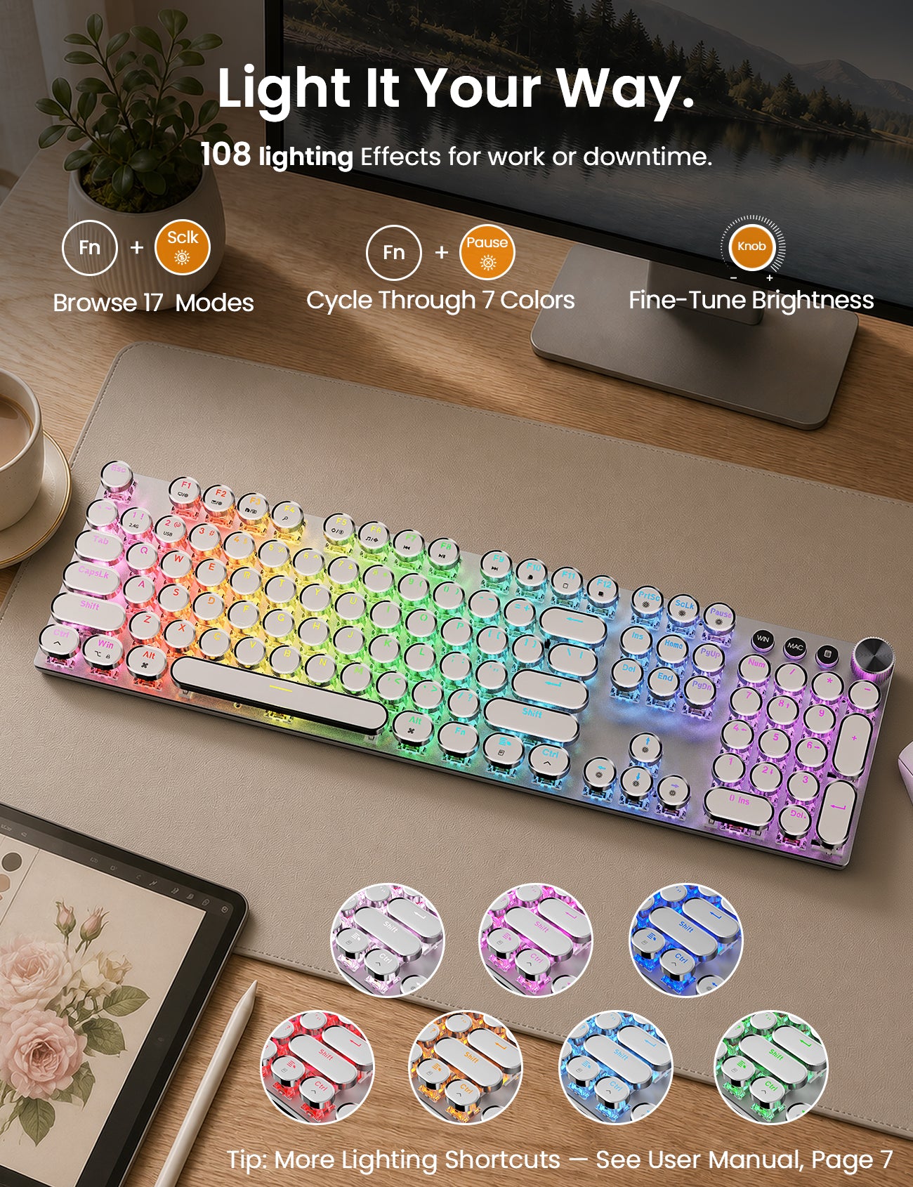Sablute KM81 Retro Wireless Mechanical Keyboard & Mouse Combo