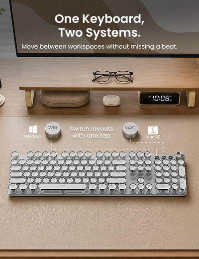 Sablute KM81 Retro Wireless Mechanical Keyboard & Mouse Combo