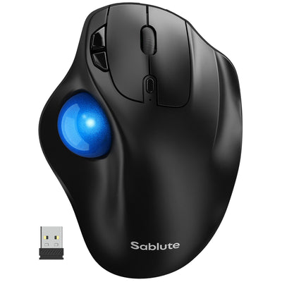 Sablute Wireless ErgonomicTrackball Mouse with Thumb Control Silent for Office Use MAM2 CE1547 Blue