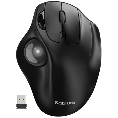 Sablute Wireless ErgonomicTrackball Mouse with Thumb Control Silent for Office Use MAM2 CE1547 Gray