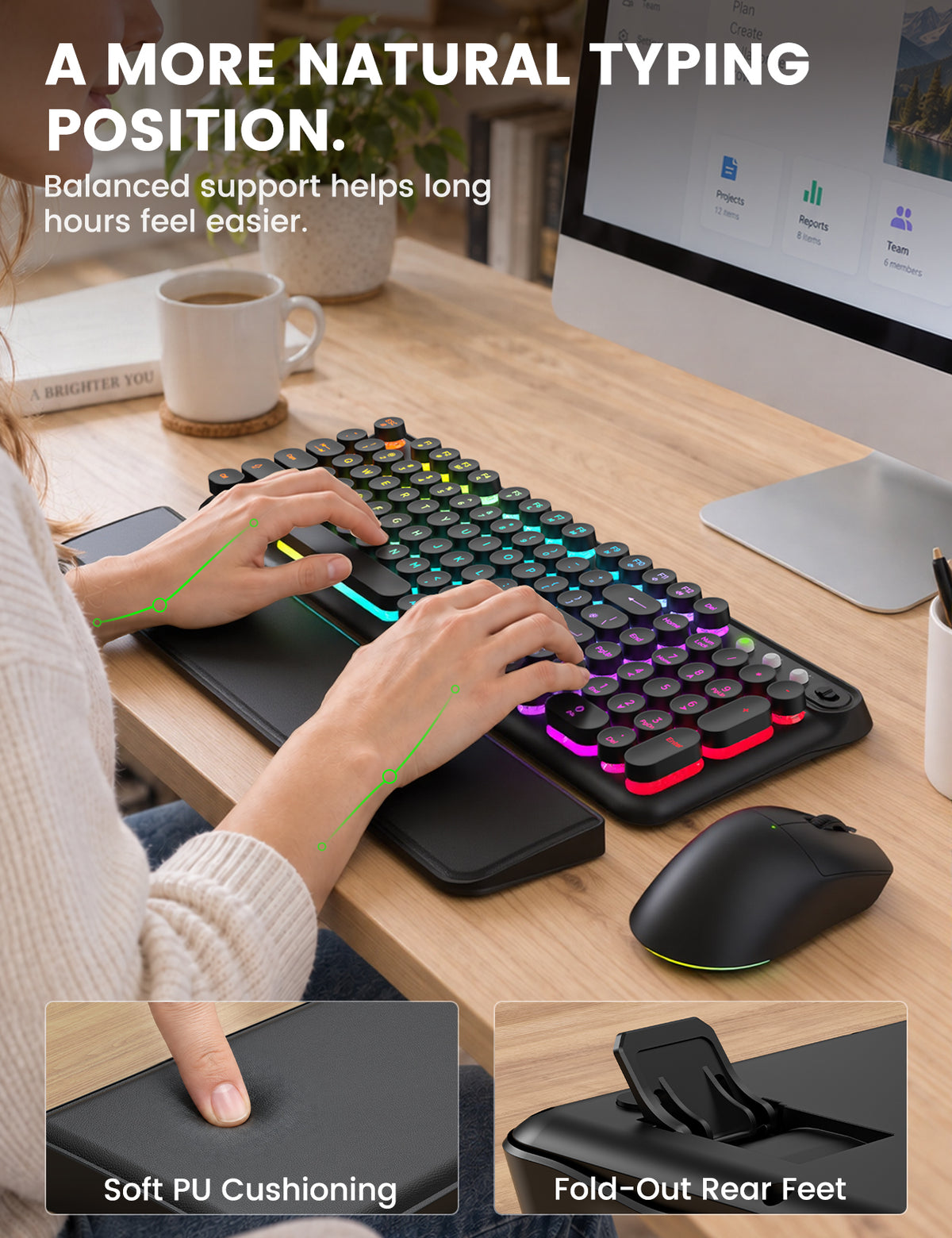 Sablute CK33 PRO Typewriter-Style Wireless Keyboard & Mouse Combo