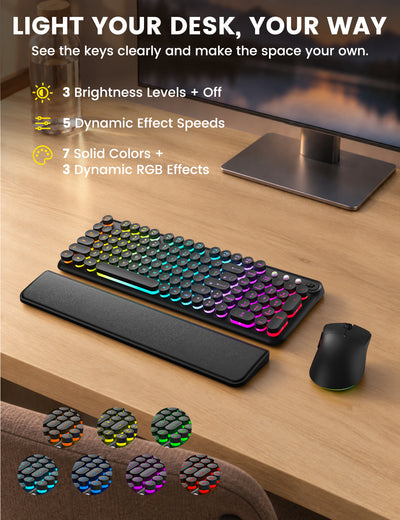 Sablute CK33 PRO Typewriter-Style Wireless Keyboard & Mouse Combo