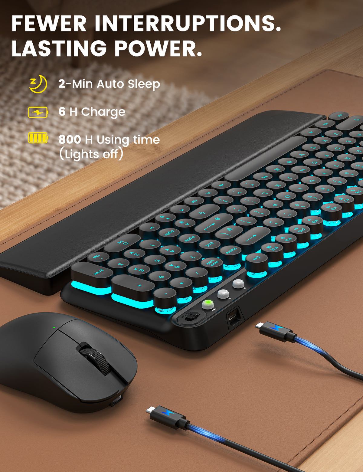 Sablute CK33 PRO Typewriter-Style Wireless Keyboard & Mouse Combo