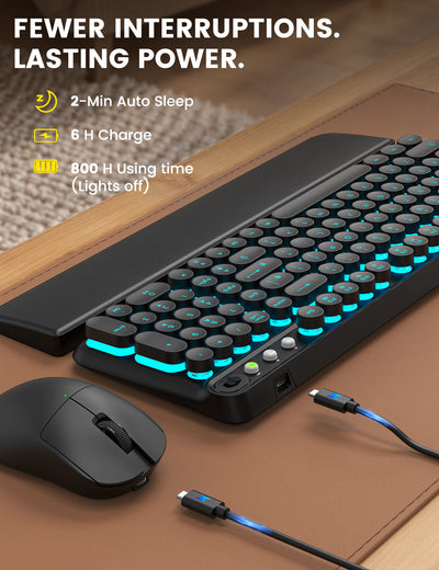Sablute CK33 PRO Typewriter-Style Wireless Keyboard & Mouse Combo