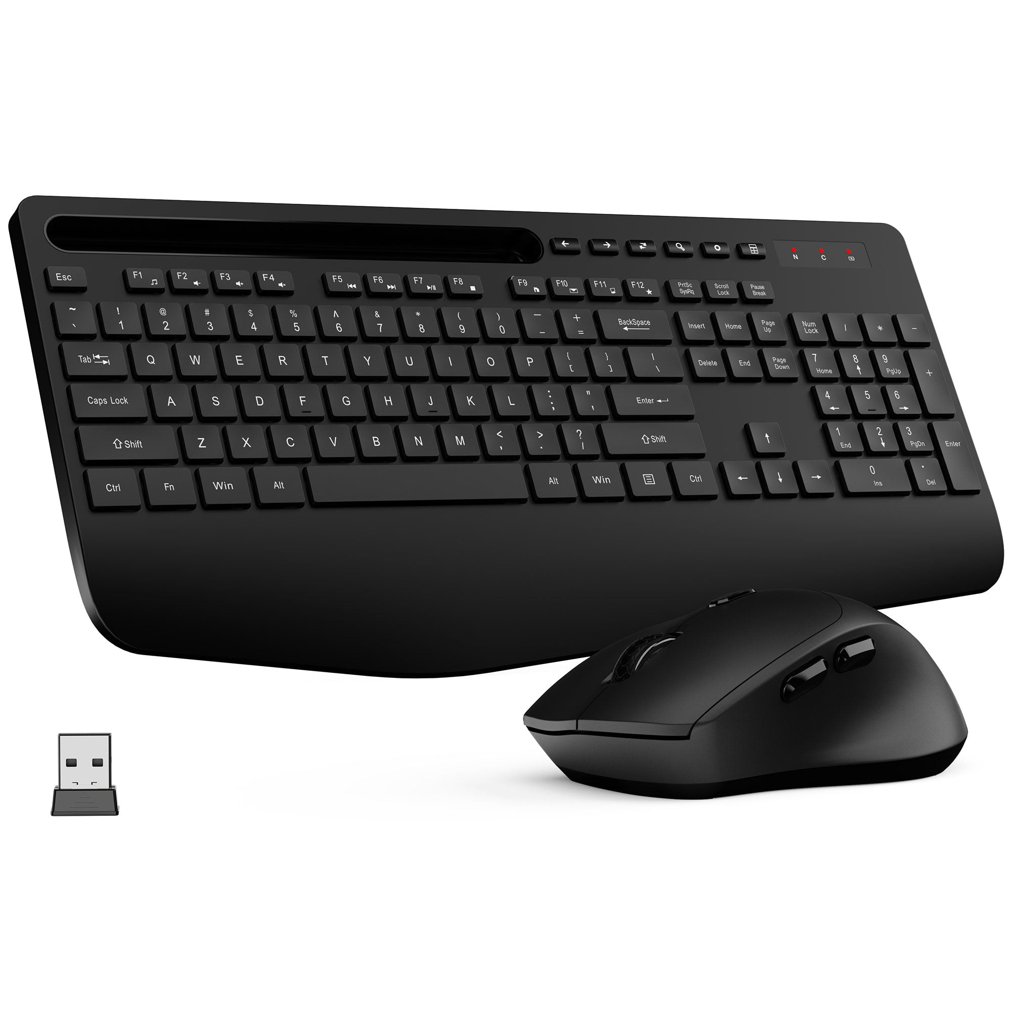 Sablute Wireless Keyboard with Ergonomic Palm Rest Wide Perfect for Office Usage Work from Home CE1483