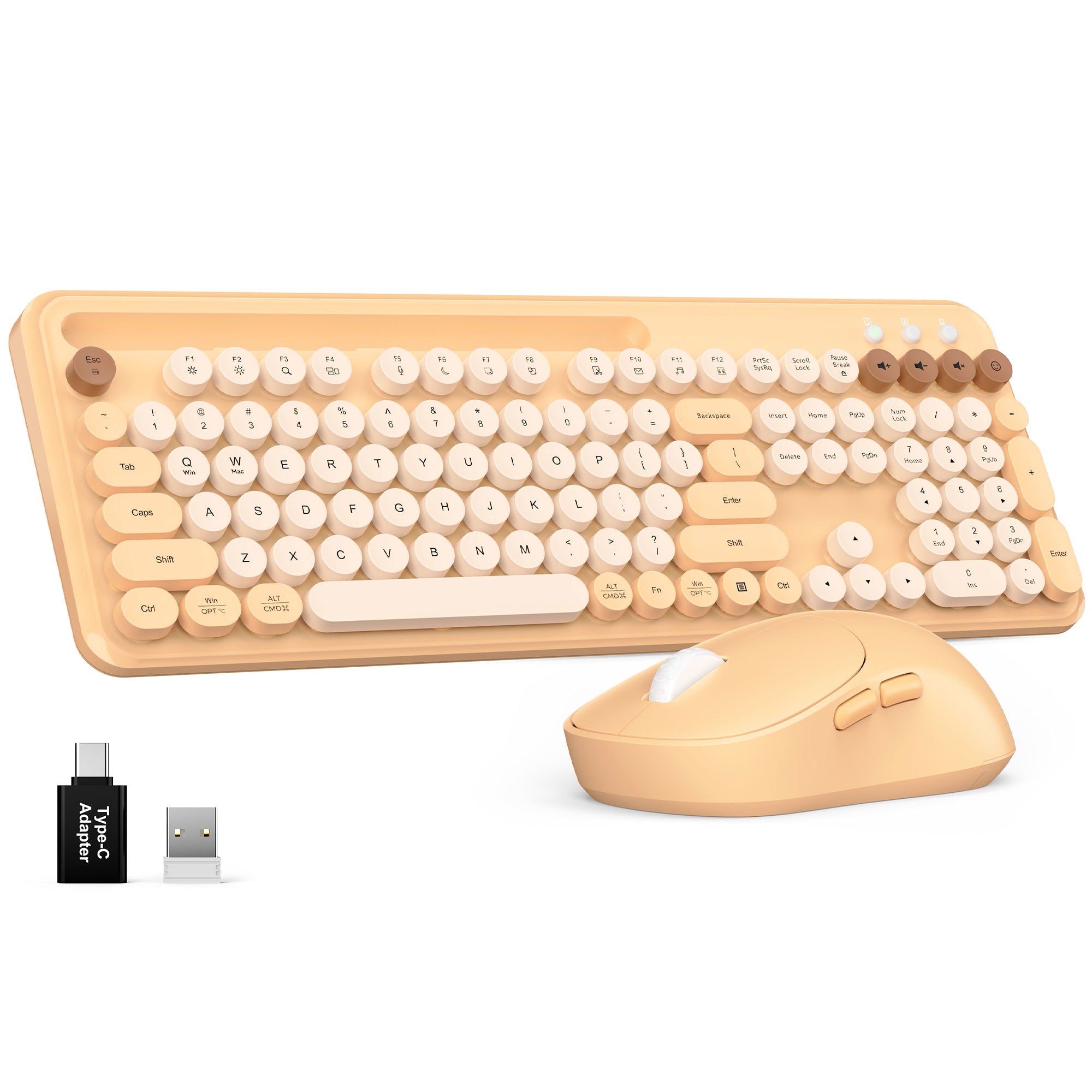 Sablute Wireless Typewriter Keyboard and Mouse Combo CK13 CE1557 Beige