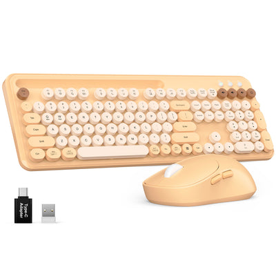 Sablute Wireless Typewriter Keyboard and Mouse Combo CK13 CE1557 Beige