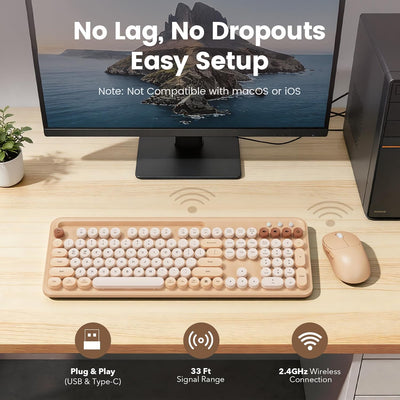 Sablute 100% Layout Wireless Typewriter Keyboard and Mouse Combo CK13 
