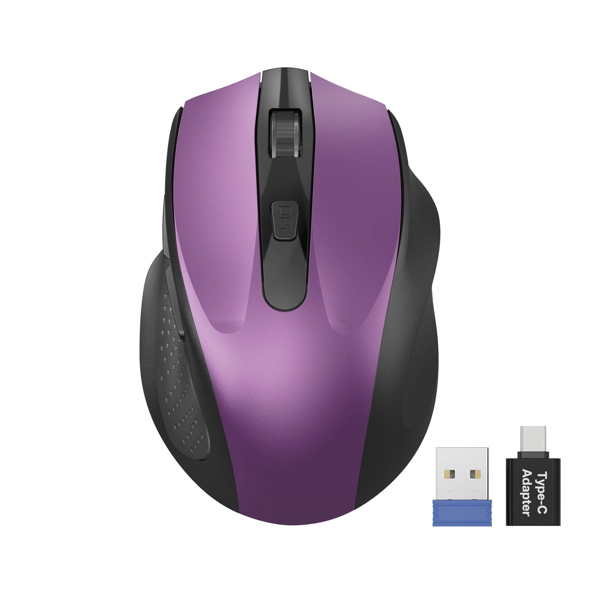 Sablute compact wireless mouse for office and travel with quiet clicking, ergonomic thumb support, compatibility for Windows and Mac devices M21 CE1566 Purple