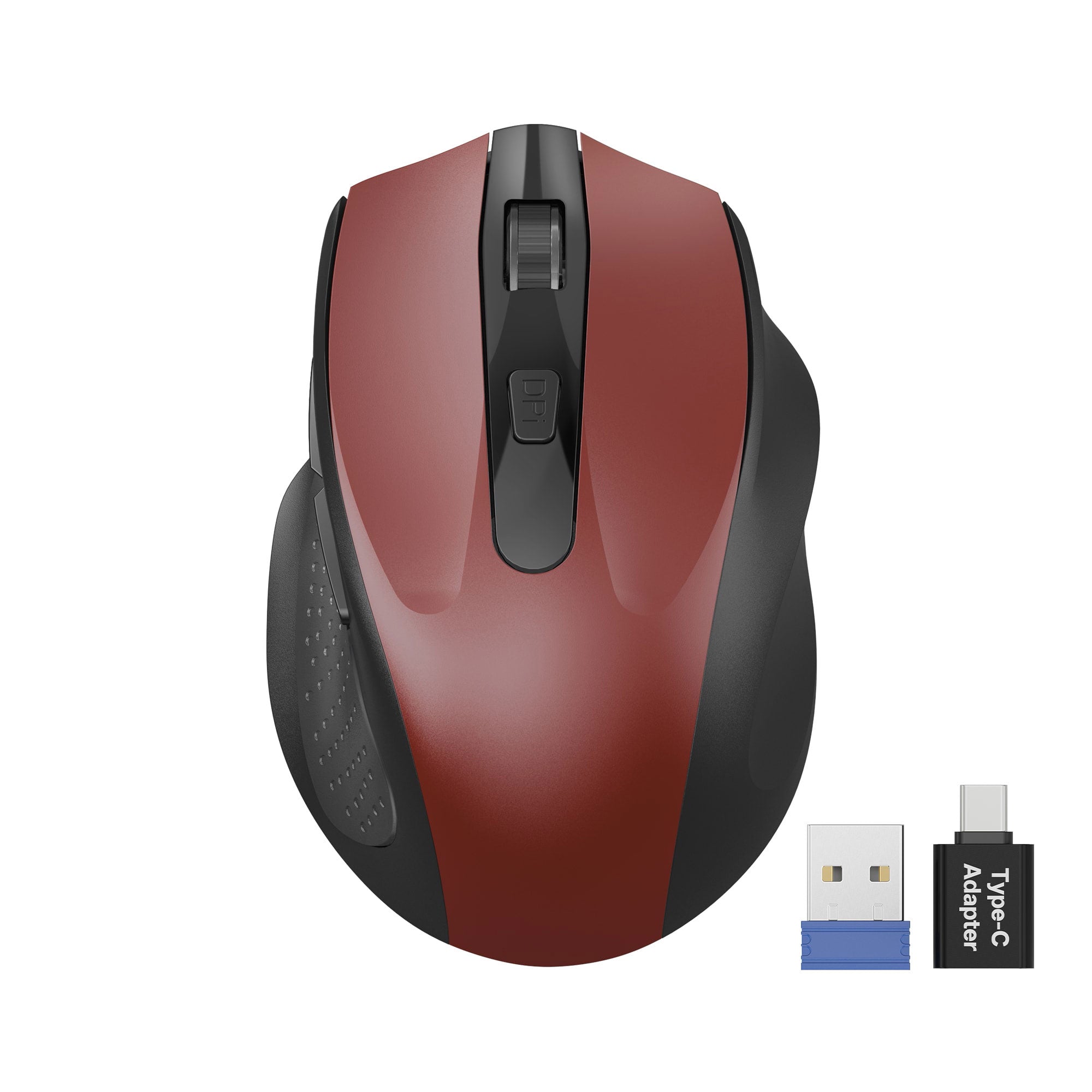 Sablute compact wireless mouse for office and travel with quiet clicking, ergonomic thumb support, compatibility for Windows and Mac devices M21 CE1566 Red