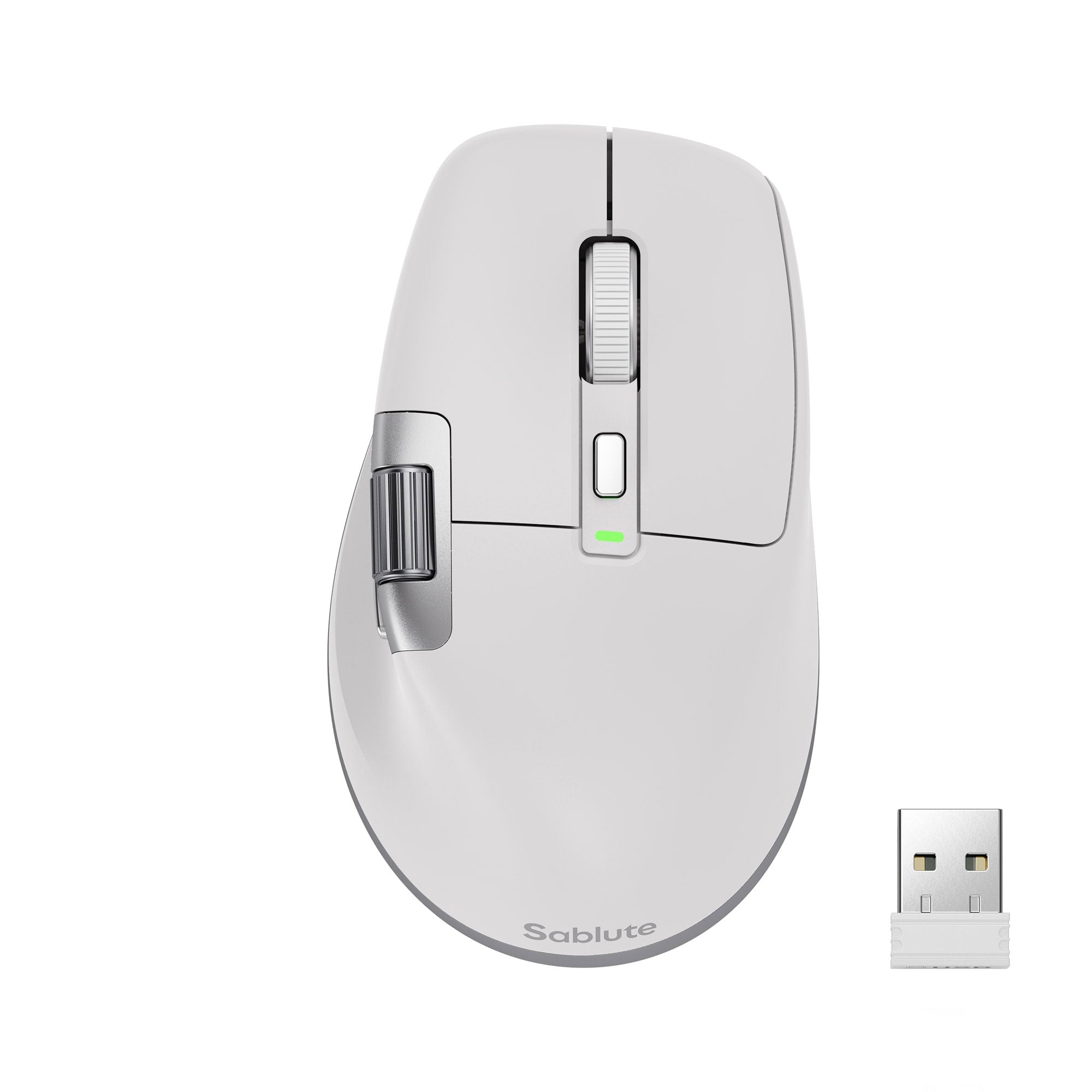Sablute ergonomic 2.4G Wireless Bluetooth  wireless mouse, quiet clicks, and dual scroll wheels CE1570 White