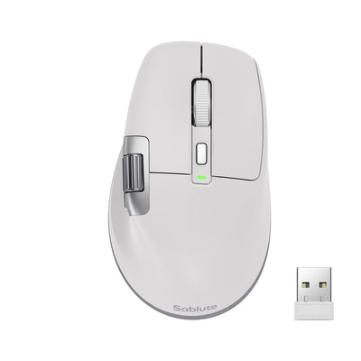 Sablute ergonomic 2.4G Wireless Bluetooth  wireless mouse, quiet clicks, and dual scroll wheels CE1570 White