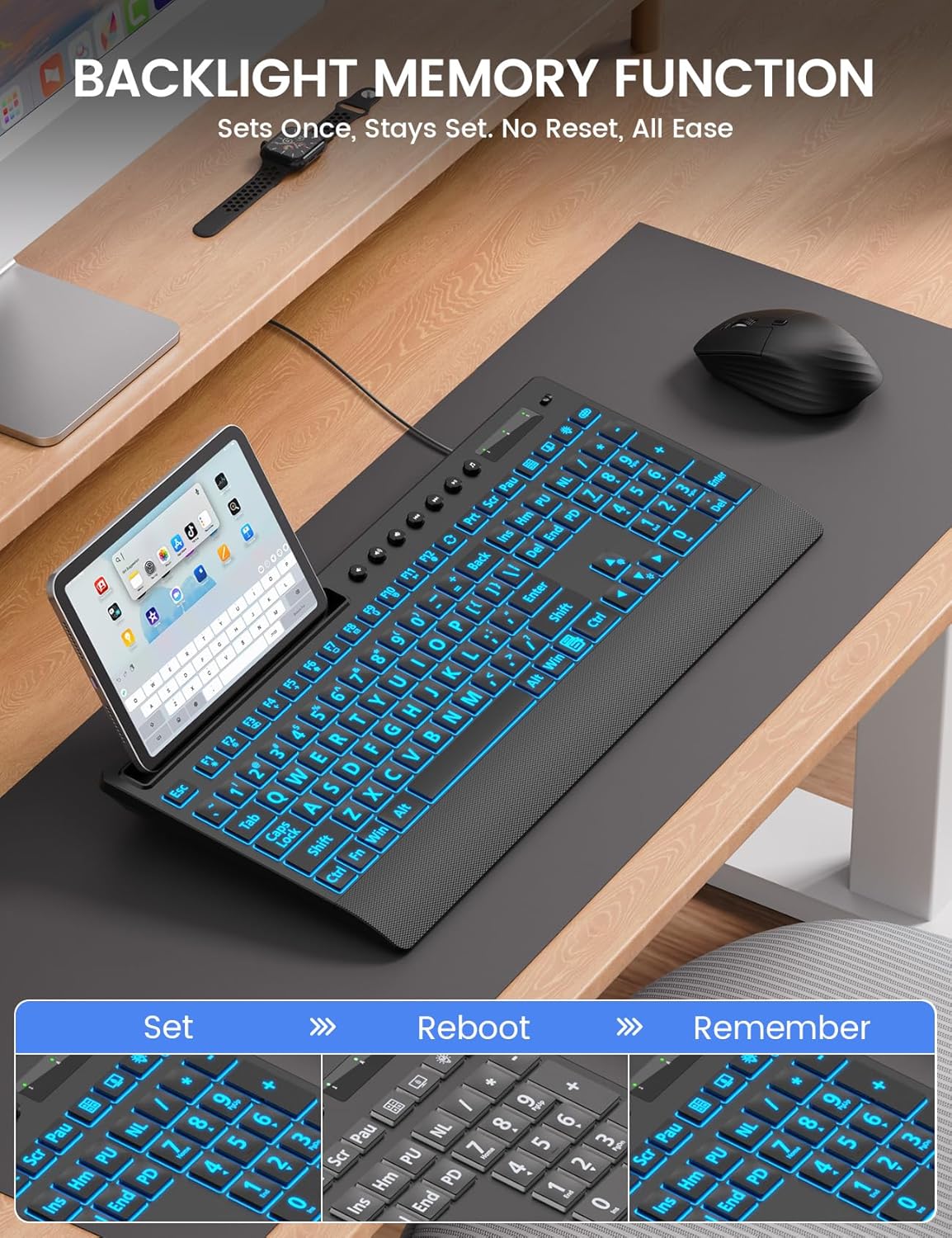 Sablute Wired Large Print Backlit Keyboard K31PRO