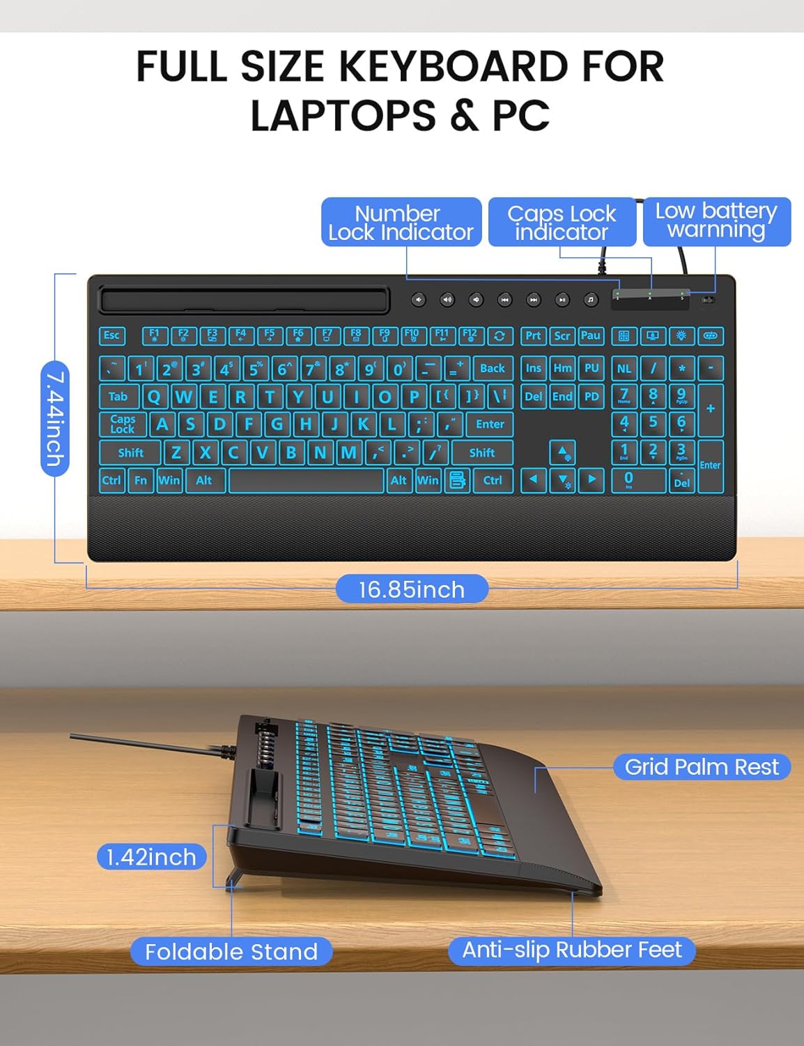 Sablute Wired Large Print Backlit Keyboard K31PRO