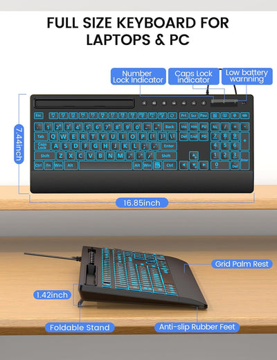 Sablute Wired Large Print Backlit Keyboard K31PRO