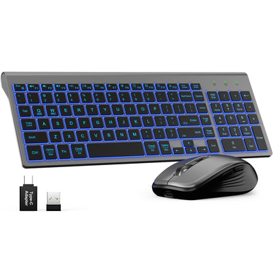 Sablute wireless keyboard and mouse combo with RGB backlit keyboard 2.4G mouse and Mac Windows compatibility for office and home use CE1496 Black