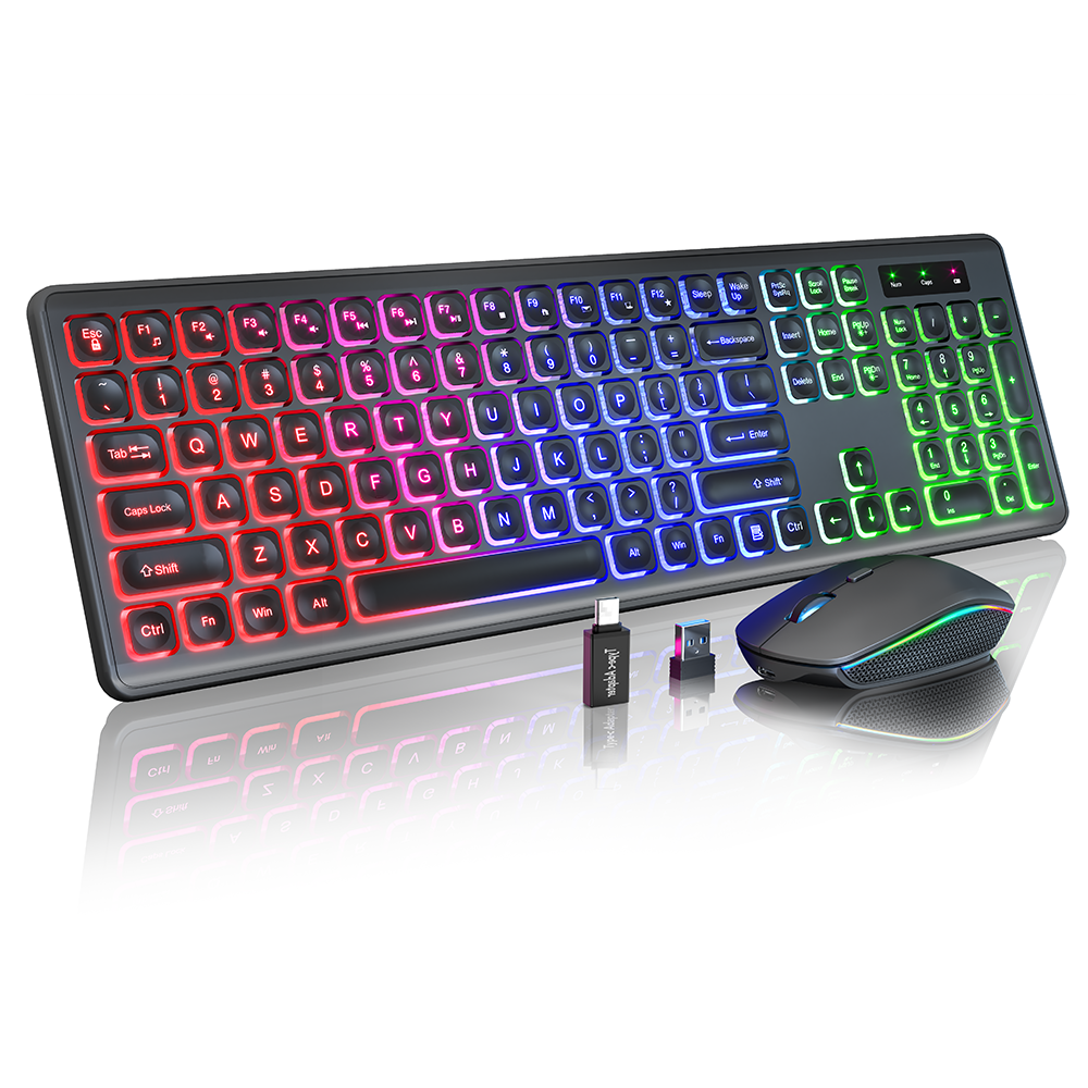 Wireless Keyboard and Mouse Combo - RGB Backlit