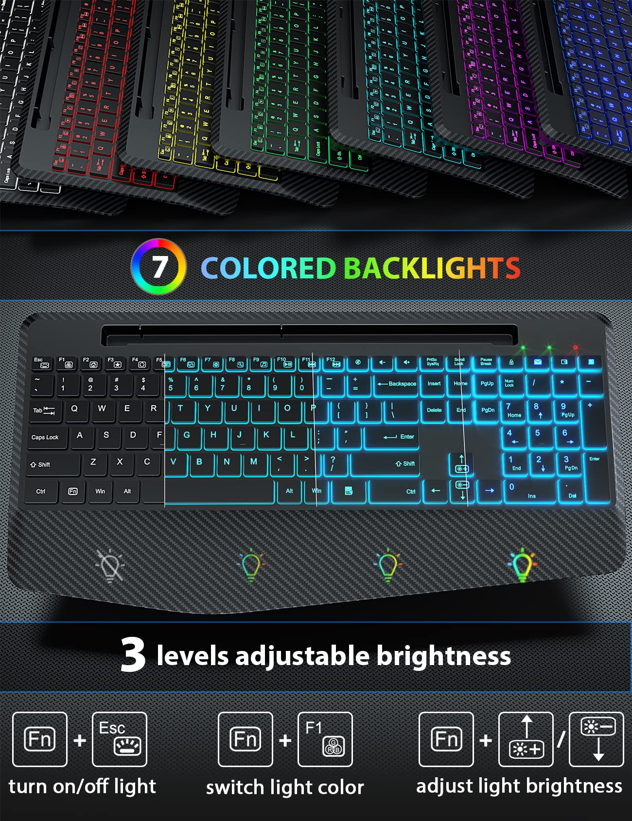 SABLUTE Wireless Keyboard And Mouse Backlits