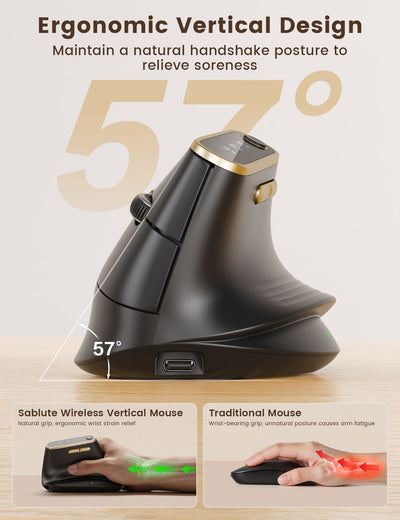 Sablute Ergonomic Vertical Wireless Mouse for M/L Hands MAM4