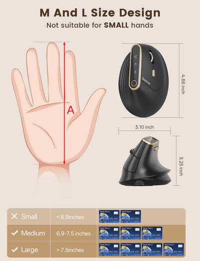 Sablute Ergonomic Vertical Wireless Mouse for M/L Hands MAM4